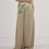 Green Drawstring Satin High-waisted Wide-leg Trousers