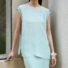 Green Silk Boat Neck Top 1