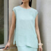 Green Silk Boat Neck Top 5