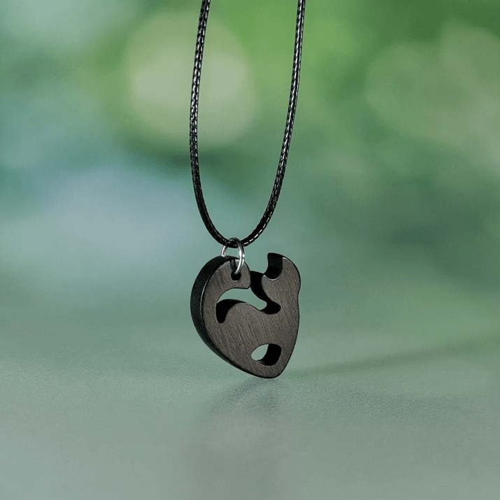 Hand Carved Ebony Cat Necklace