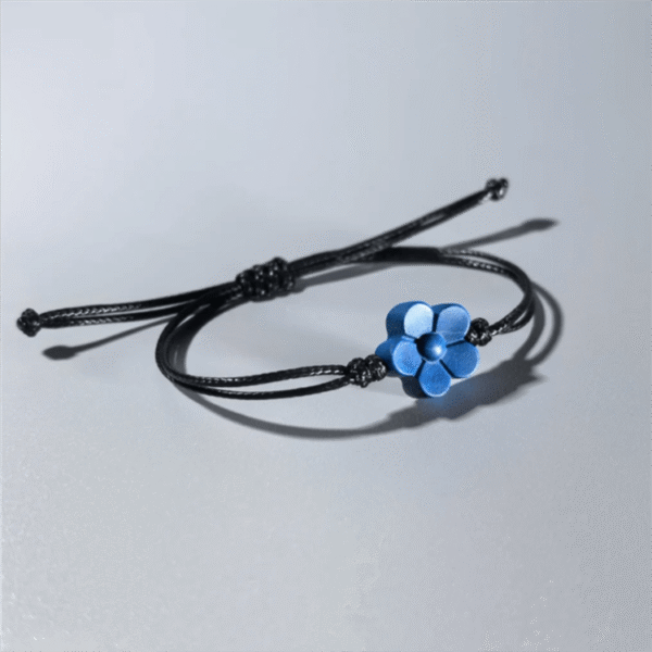 Hand Carved Sandalwood Blue Flower Bracelet 2