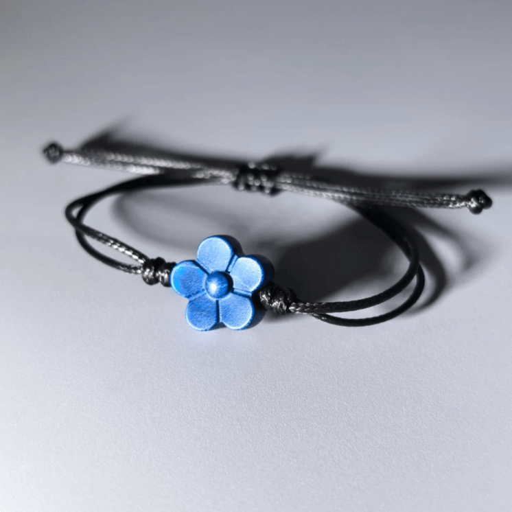 Hand Carved Sandalwood Blue Flower Bracelet