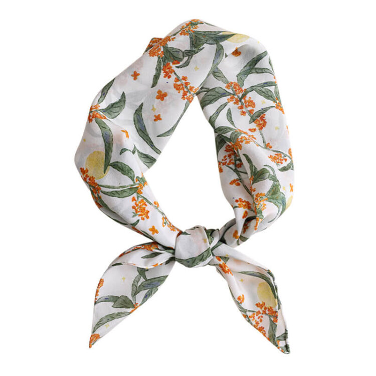 Hand-Rolled Fresh Floral Mulberry Silk Square Scarf