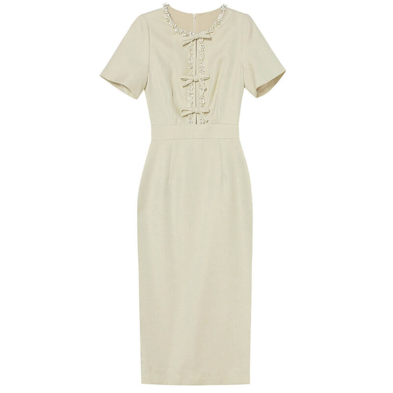 Hand beaded Bow Slim Dress 1