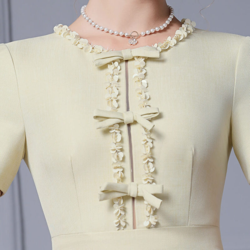 Hand beaded Bow Slim Dress 2