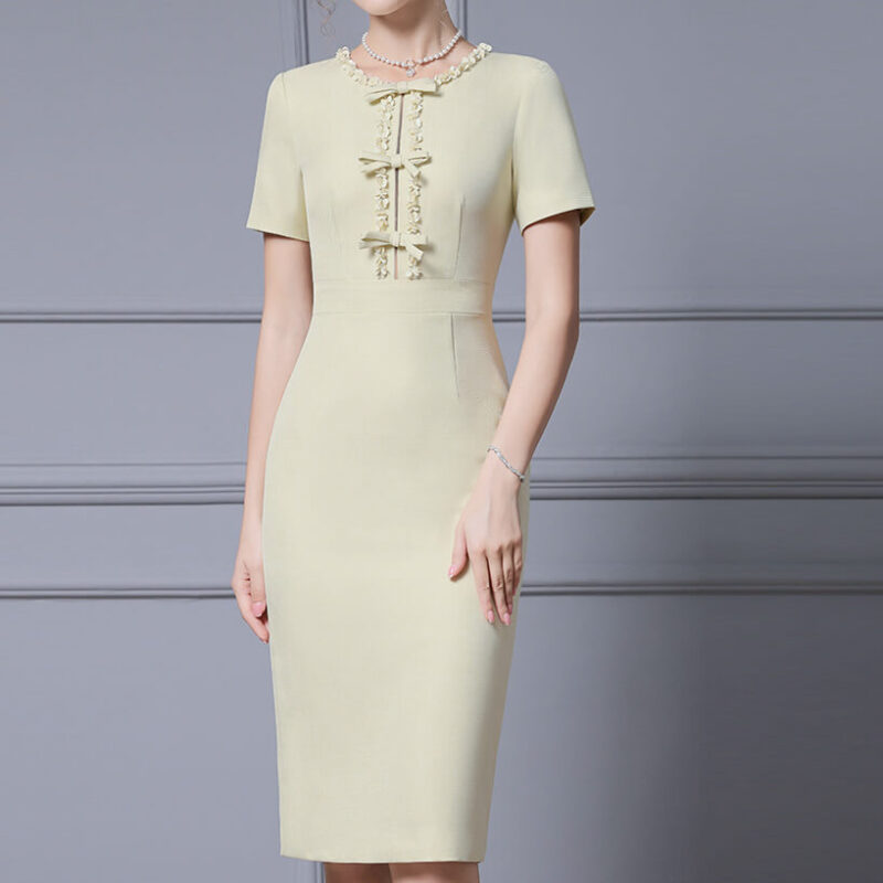 Hand beaded Bow Slim Dress 3