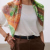 Hand-curled Forest Pattern Silk Square Scarf