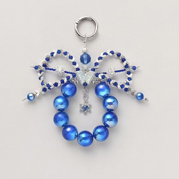 Handmade Beaded Bow Snowflake Pendant Phone Chain Bag Hanging 1