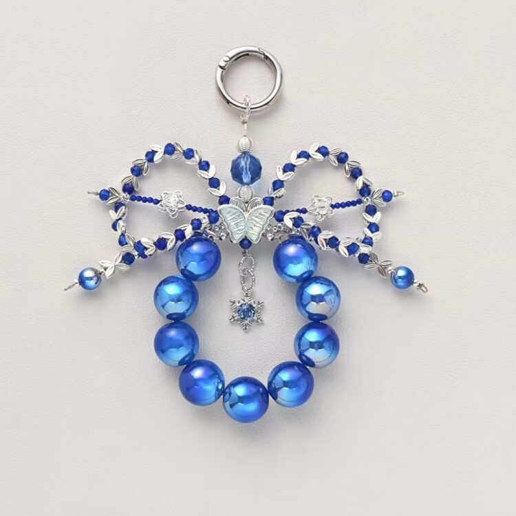 Handmade Beaded Bow Snowflake Pendant Phone Chain Bag Hanging