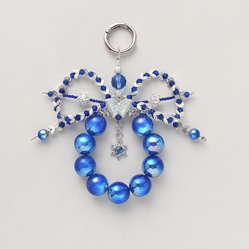 Handmade Beaded Bow Snowflake Pendant Phone Chain Bag Hanging 1