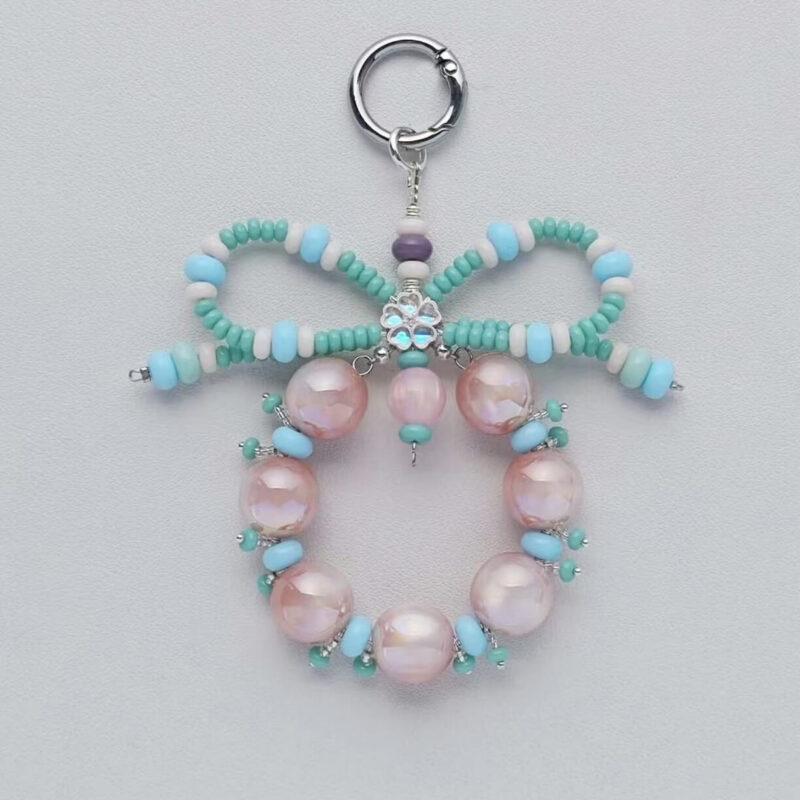 Handmade Beaded Spring Dopamine Phone Strap Bag Charm 4