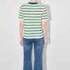 Heart embroidery contrast striped knitwear