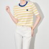 Heart embroidery contrast striped knitwear