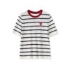 Heart embroidery contrast striped knitwear