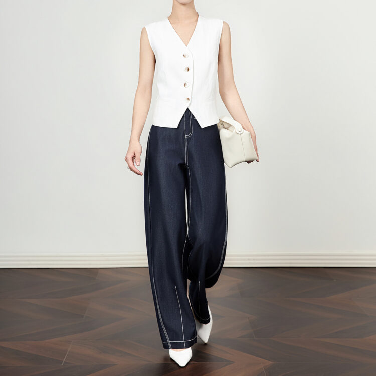 High-rise straight wide-leg jeans