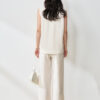 High slit Elegant Top High waist Straight Pants Two piece Set 8
