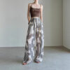 High-waisted Beaded Flowing Loose Wide-leg Pants