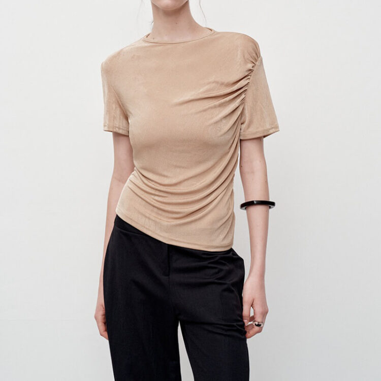 Imitation Acetate Knitted Short-sleeved T-shirt