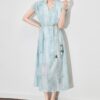 Ink jacquard Tencel holiday style long dress