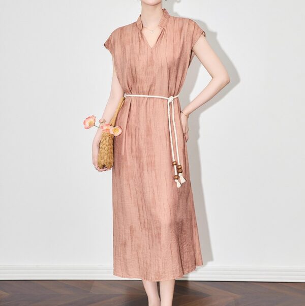 Ink jacquard Tencel holiday style long dress