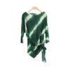Irregular Color-blocking Print Tie Waist Silk Shirt