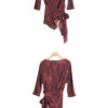 Irregular Color-blocking Print Tie Waist Silk Shirt