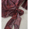 Irregular Color-blocking Print Tie Waist Silk Shirt