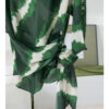 Irregular Color-blocking Print Tie Waist Silk Shirt