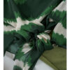 Irregular Color-blocking Print Tie Waist Silk Shirt