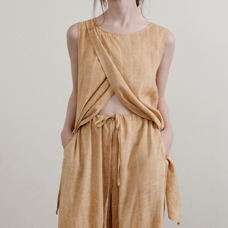 Irregular Tie-dye Jacquard Linen Vest