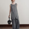 Irregular Tie-dye Jacquard Linen Vest