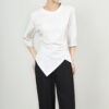 Irregular pleated waist short sleeved half sleeve top 1