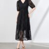 Jacquard embroidery beaded swing dress