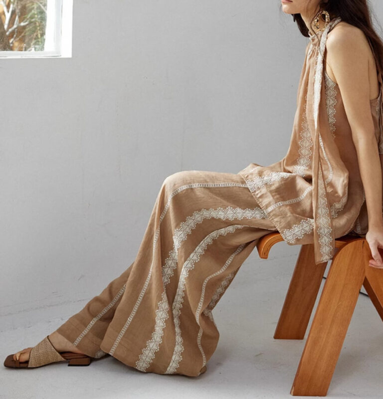 Khaki Bohemian Wide Leg Pants 3