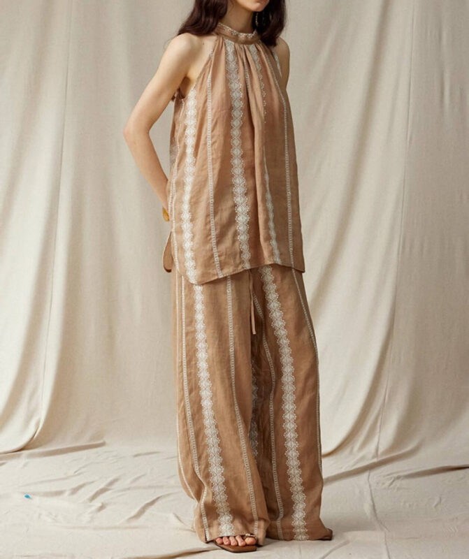 Khaki Bohemian Wide Leg Pants 9