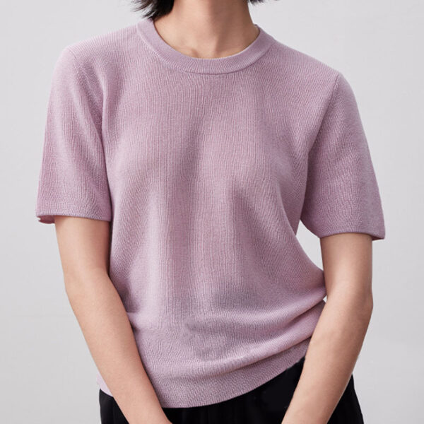 Knitted Short sleeved Linen T shirt 2