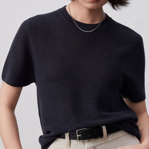 Knitted Short sleeved Linen T shirt 3