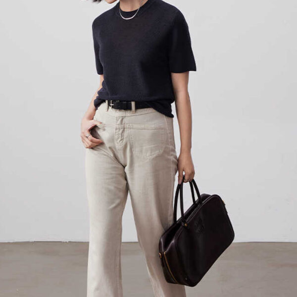 Knitted Short sleeved Linen T shirt 4