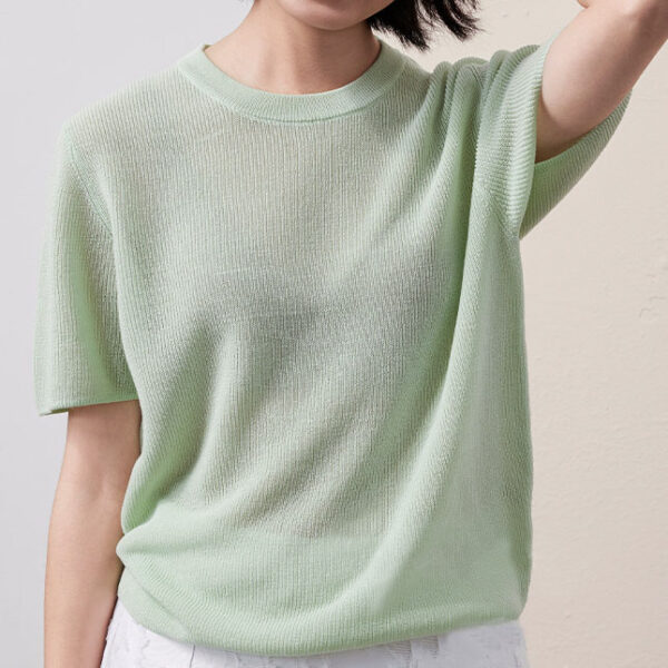 Knitted Short sleeved Linen T shirt 5