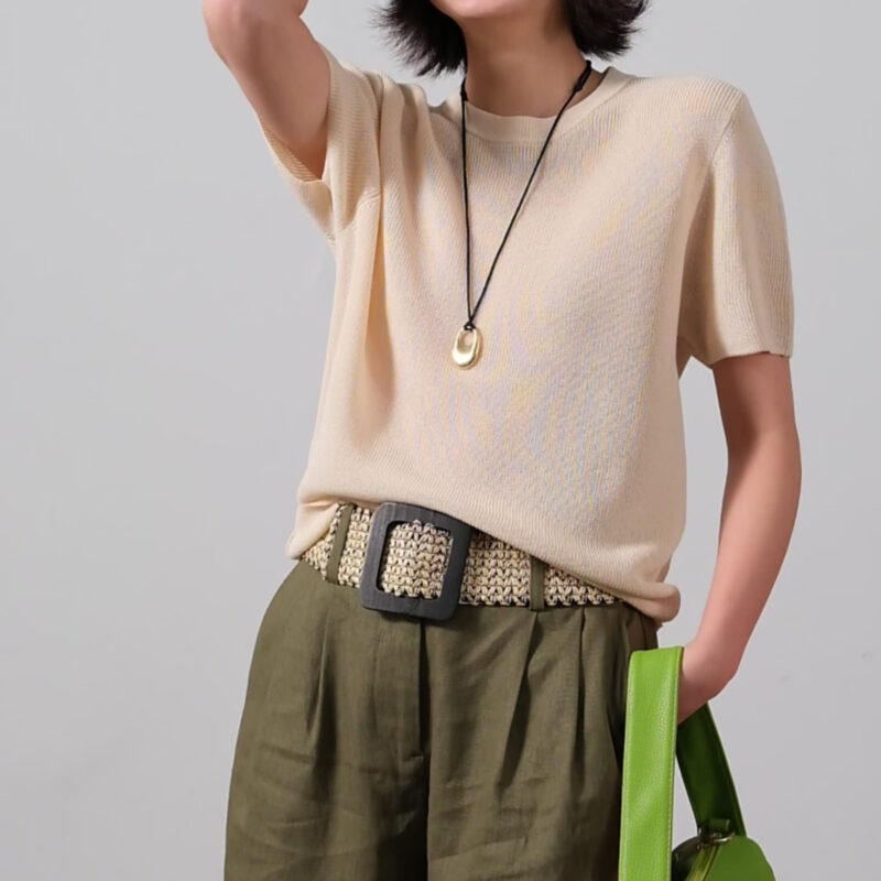 Knitted Short sleeved Linen T shirt 7