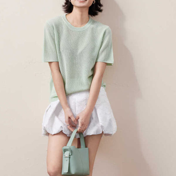 Knitted Short sleeved Linen T shirt 8