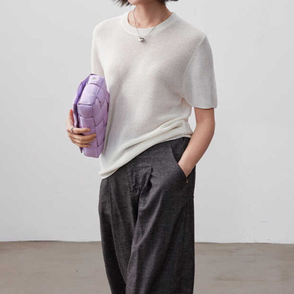 Knitted Short sleeved Linen T shirt 9