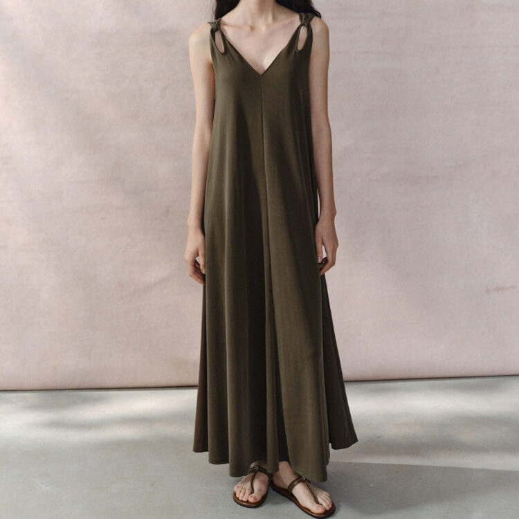Knitted V-neck Suspender Dress