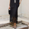 Lace Panel Silk Midi Skirt 3