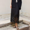 Lace Panel Silk Midi Skirt 4
