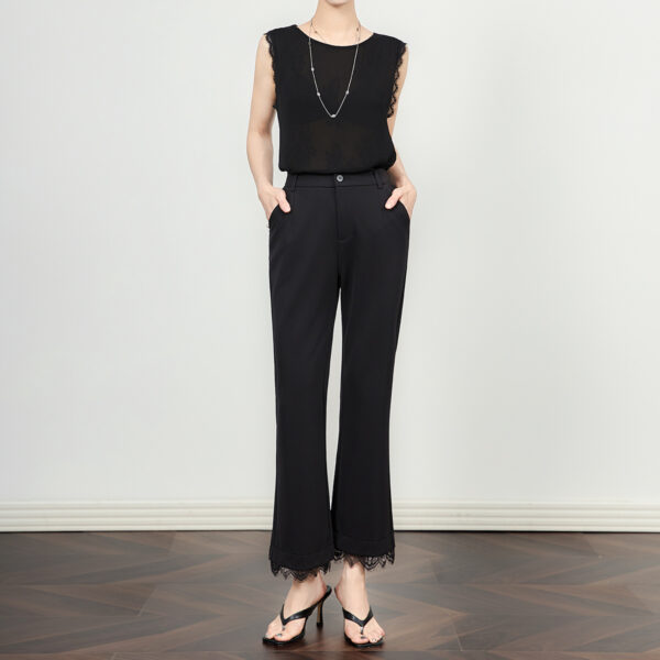 Lace hem flared trousers 7