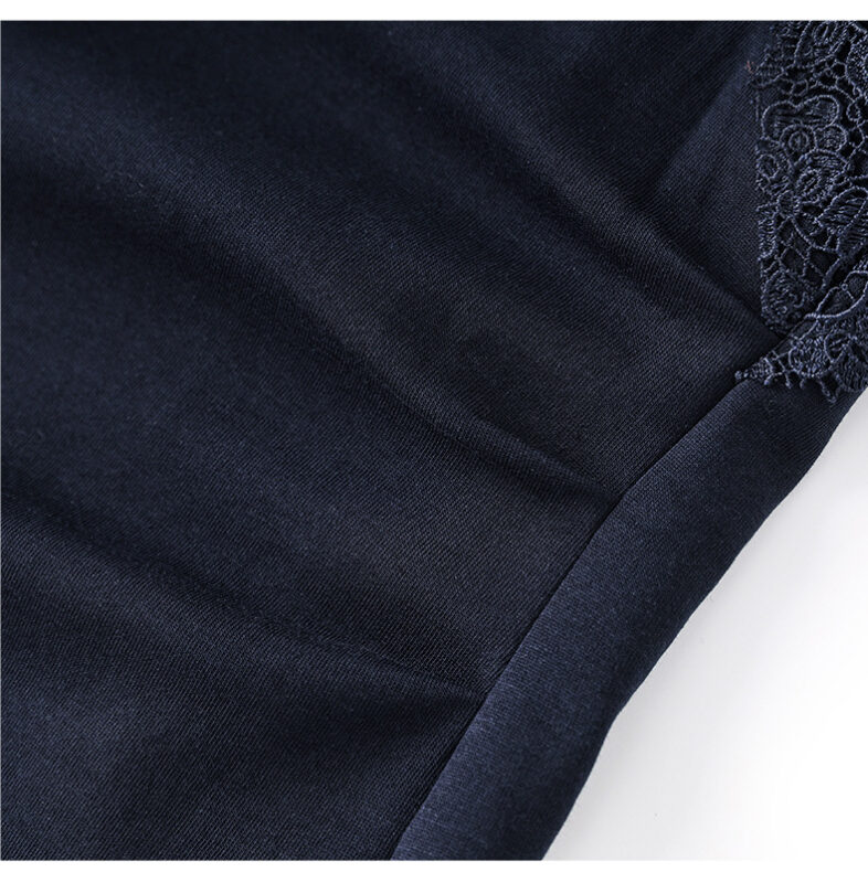 Lace panel sleeveless vest top and straight skirt two-piece set