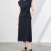 Lace panel sleeveless vest top and straight skirt two-piece set
