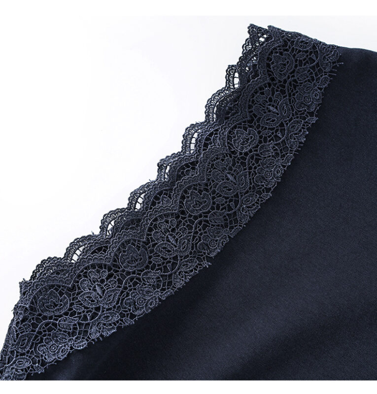 Lace panel sleeveless vest top and straight skirt two-piece set