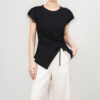 Lace spliced pleated waist slimming top 1